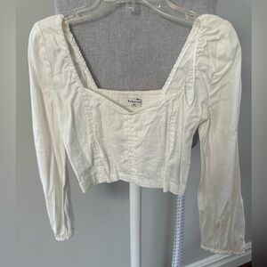 Babaton White Cropped Long Sleeve Top